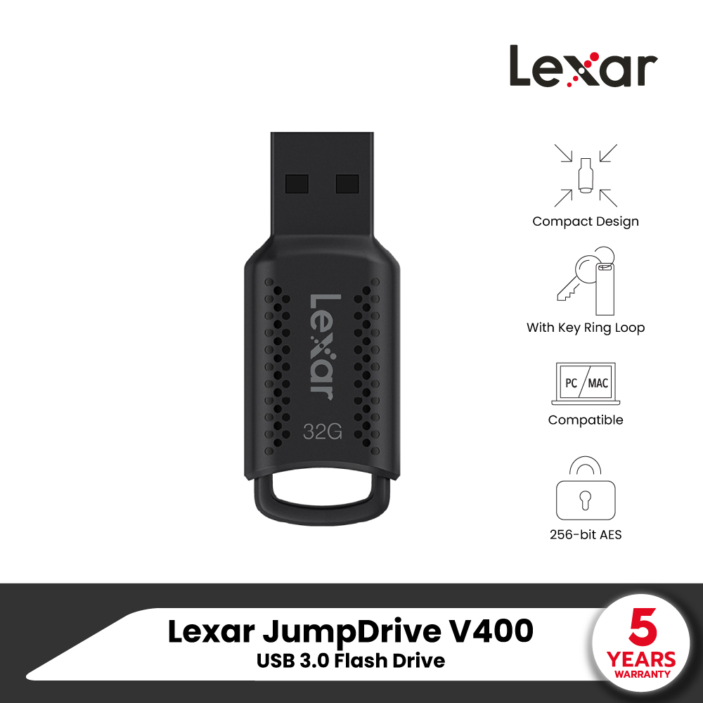 Lexar JumpDrive V400 USB 3.0 Flash Drive (ยูเอสบี แฟลชไดรฟ์) ราคา 195 บาท*ส่งฟรี