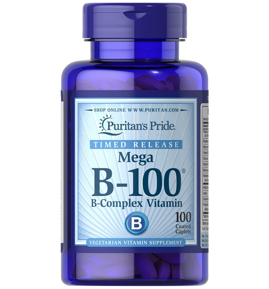 Mega B-100 B-Complex Vitamin Timed Release ( Puritan's Pride ) วิตามินบี ขนาด 100 เม็ด Exp. 2023