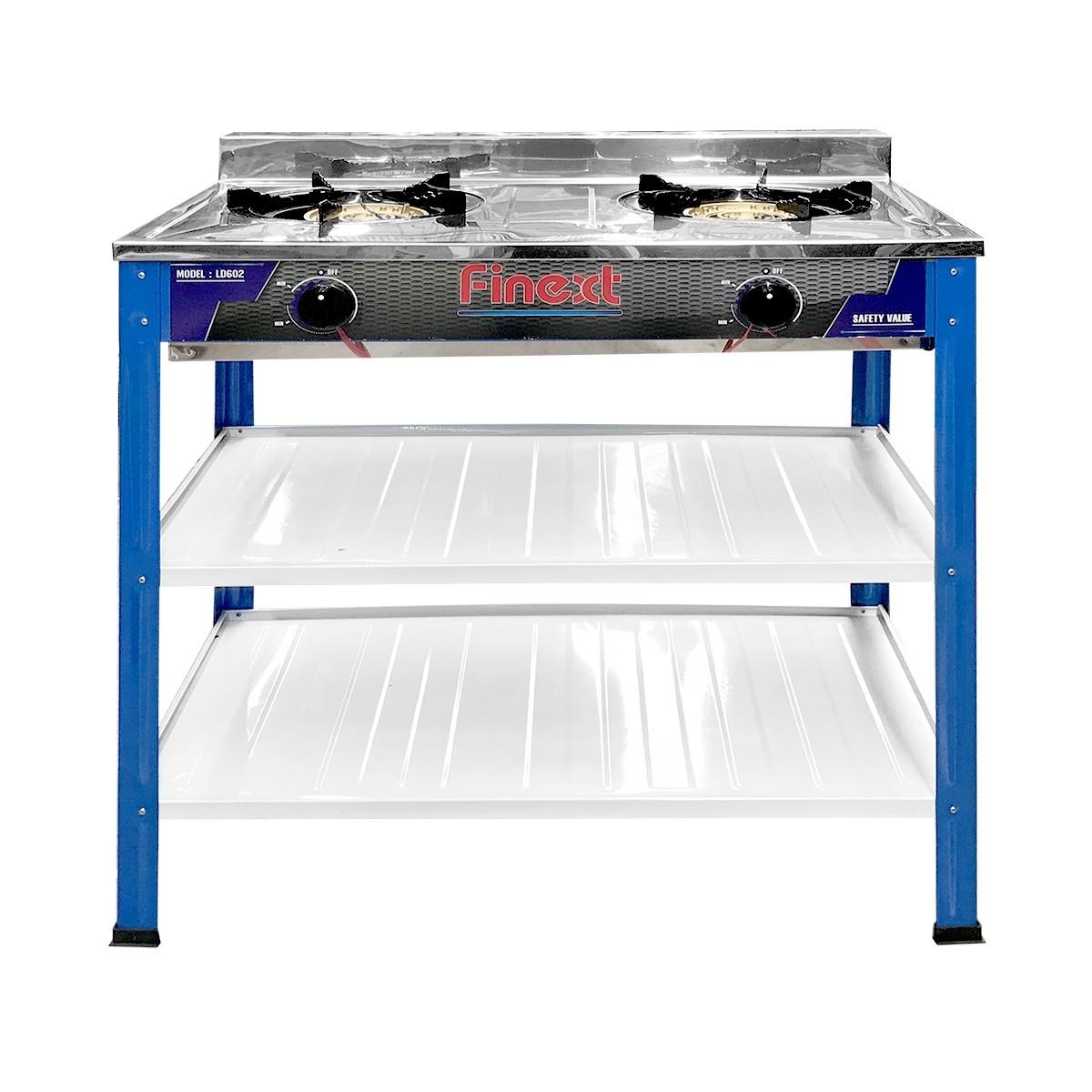 FINEXT เตาแก๊สคู่ รุ่น LD-602 สีน้ำเงิน
