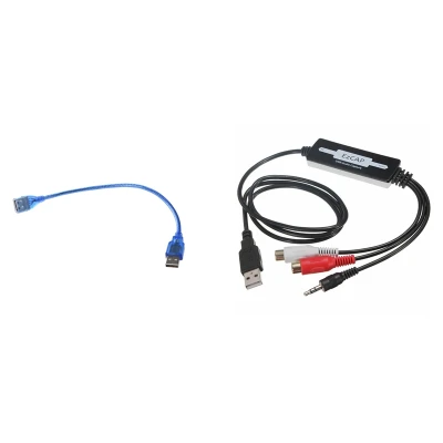 30Cm Blue USB 2.0 Type A Female to Male AF-AM Extension Cable Cord & USB Audio Recording USB Video Recording Card