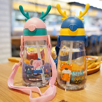 500ml Sippy Cup With Straw Baby Feeding Cup Kids Learn Drinking Water Milk Bottle With Sling Training Cup