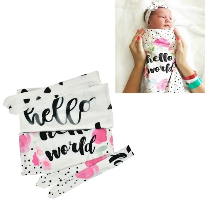 2Pcs/Set Newborn Swaddle Blanket Baby Sleeping Bag Muslin Wrap Headband Photo props