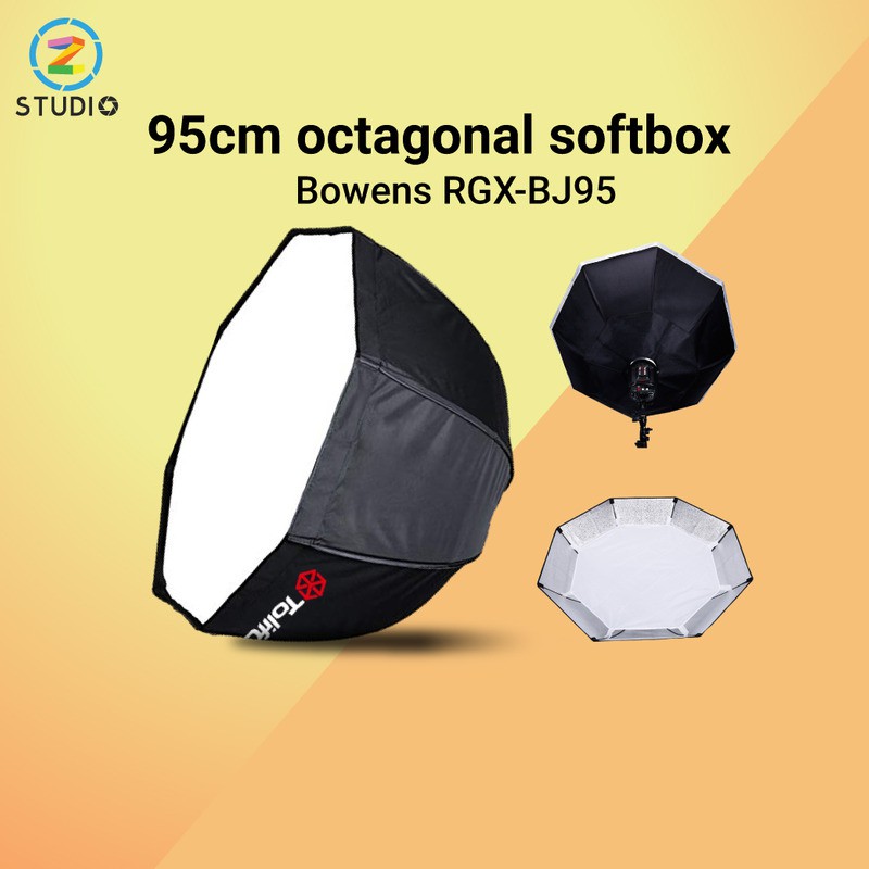 Tolifo 95 cm soft box (bowens) ร่มสำหรับใส่ไฟ LED ร่ม Softbox 8เหลี่ยมสำหรับใส่หัวไฟ LED Softbox สะท้อนแสงสำหรับสตูดิโอ