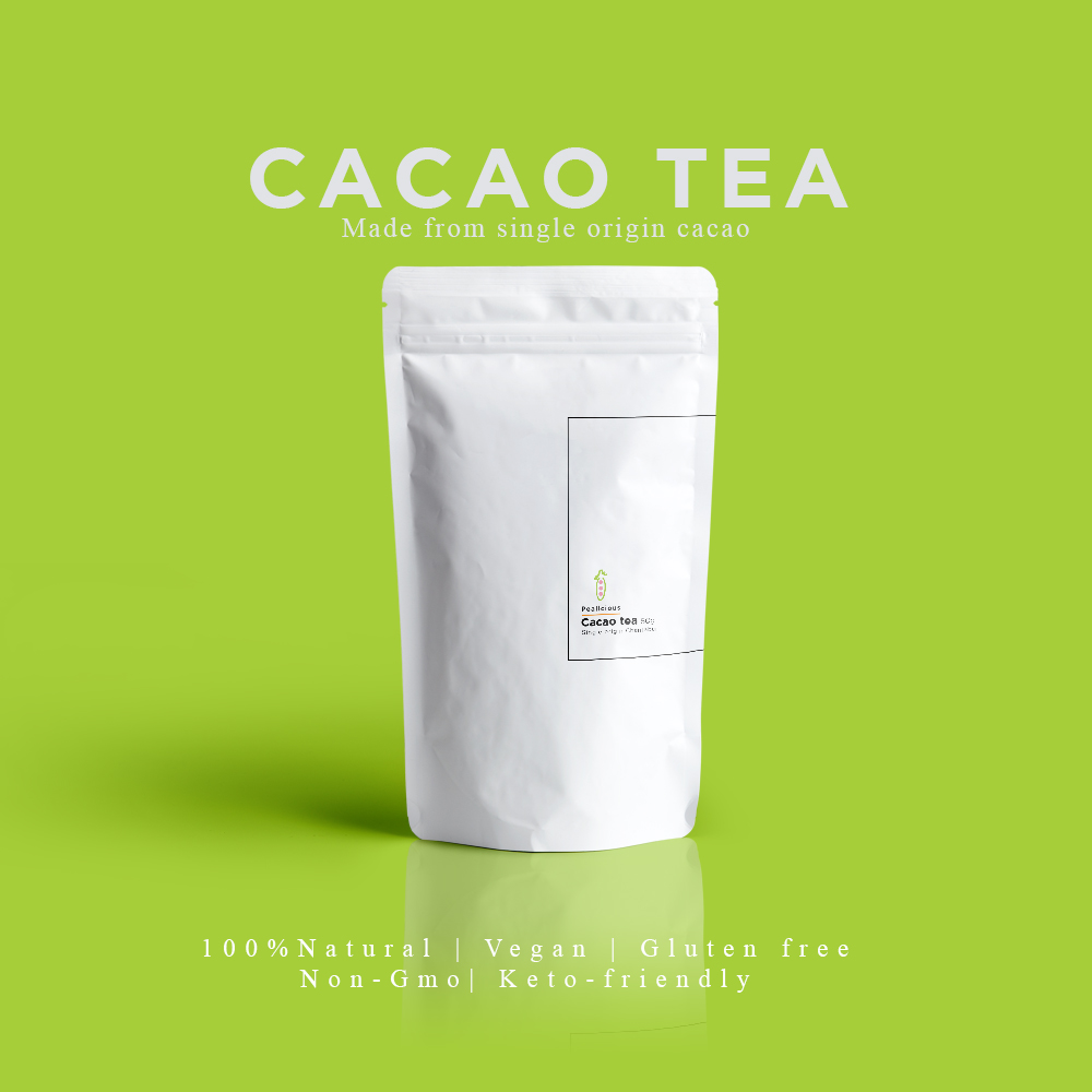 ชาโกโก้ ช็อคโกแลต วีแกน คีโต ธรรมชาติปราศจากสารเคมี ไม่มีคาเฟอีน อาหารเสริมเพื่อสุขภาพ  Pealicious Single origin Cacao tea / Chocolate tea 100% Natural Vegan No caffeine 50g