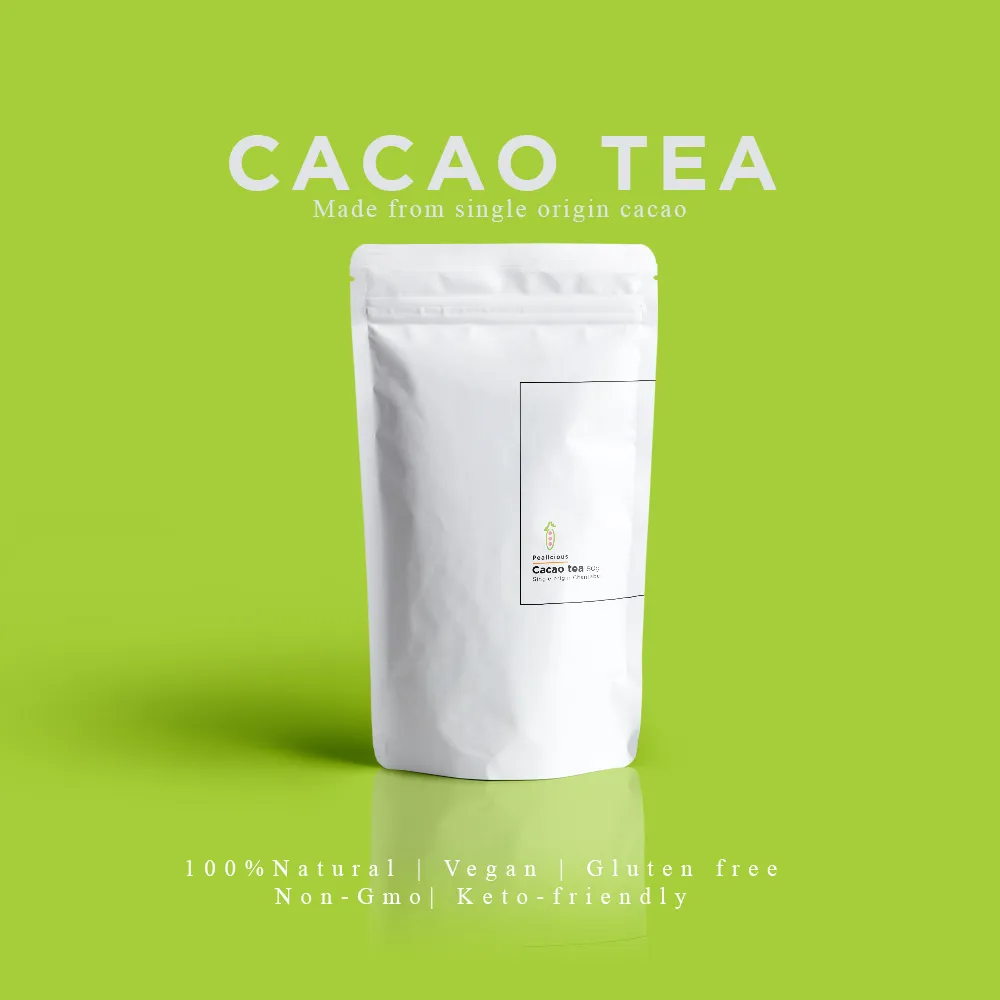 ชาโกโก้ ช็อคโกแลต วีแกน คีโต ธรรมชาติปราศจากสารเคมี ไม่มีคาเฟอีน อาหารเสริมเพื่อสุขภาพ  Pealicious Single origin Cacao tea / Chocolate tea 100% Natural Vegan No caffeine 50g