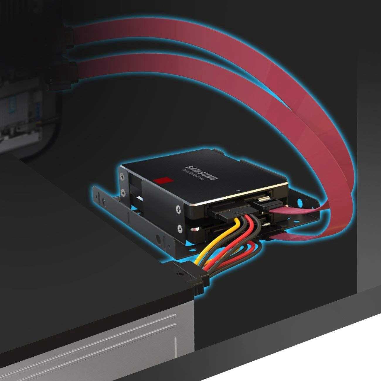 2.5/" Two SSD HDD to 3.5/" Frame Metal Mount Frame SATA Data Power Cable Wire Kit