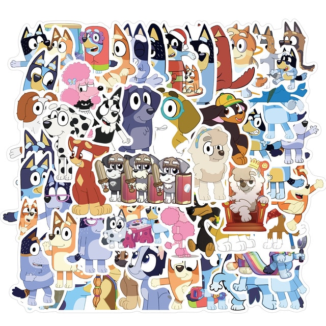 50 Bluey Cartoon Anime Stickers DIY Toys Kawaii Gifts Laptop Labels ...