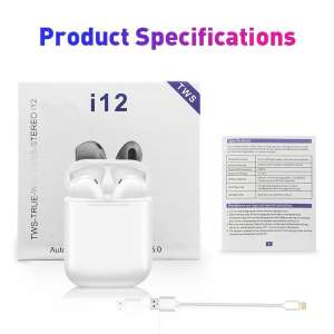 หูฟังบลูทูธ i12 กีฬาไร้สาย TWS บลูทูธ 5.0 มินิสเตอริโอหูฟัง สั่งตรงโรงงาน