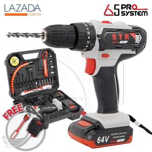 STR สว่านไร้สาย สว่านกระแทก สว่านแบต ไร้สาย 3 ระบบ 64V รุ่นใหม่ 2 IN 1
พาวเวอร์แบงค์แบตเตอรี่ ชารจ์โทรศัพท์ได้ แถมฟรี! สายชาร์จ 1 ออก 4 และไฟ LED
ขนาดพกพา พร้อมอุปกรณ์ช่างครบชุด