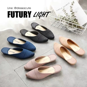 สินค้า [No.3302] FUTURY Light ® ❤️ รองเท้าซิลิโคน ทรงแหลม แบบเปิดส้น รองเท้ายางนิ่ม รองเท้าแตะหัวแหลม