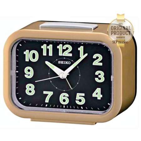 SEIKO นาฬิกาปลุก Quiet Sweep (Snooze) มีไฟ เสียงกริ่ง รุ่น QHK026G- สีทอง