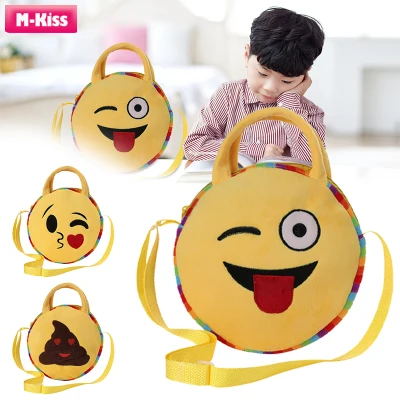 M-Kiss Emoji Plush Shoulder Bag Cute Emoji Figure Plush Crossbody Bag Emoticon Gifts for Children Girls