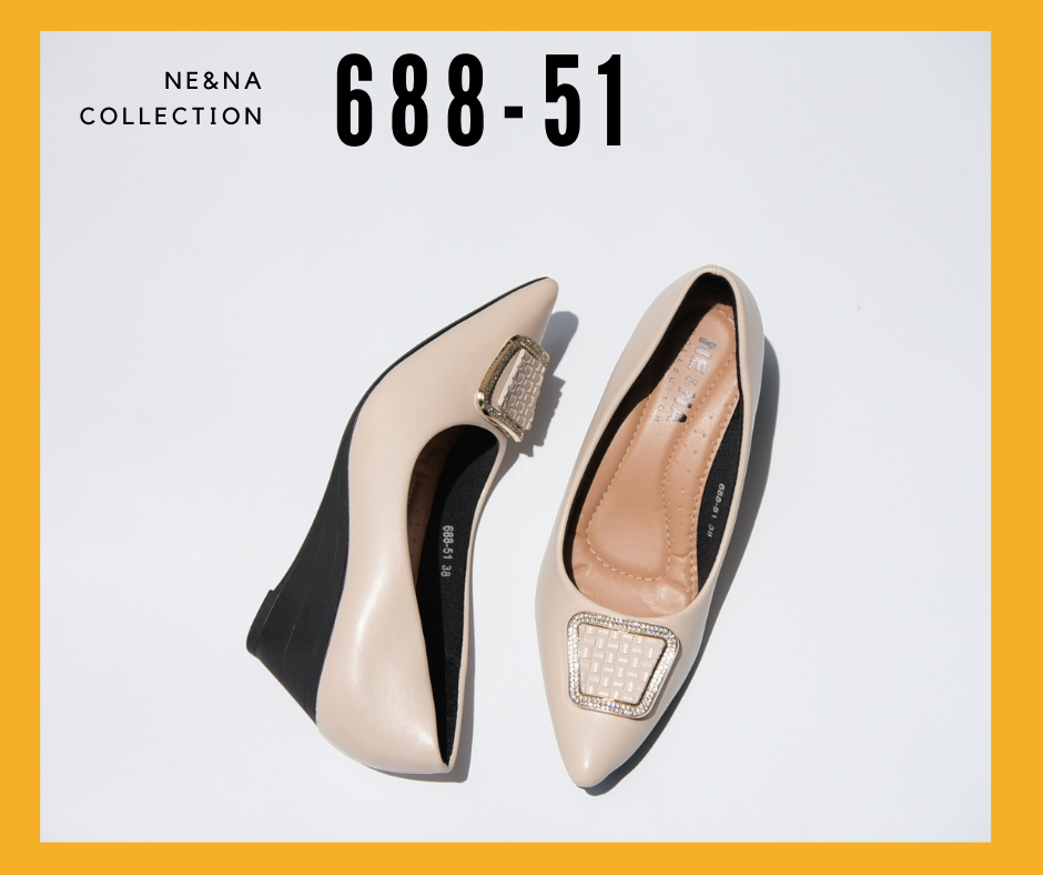รองเท้าเเฟชั่นผู้หญิงเเบบคัชชูส้นเตารีดสูงปานกลาง No. 688-51 NE&NA Collection Shoes