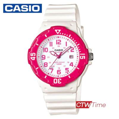 ส่งฟรี !! Casio Standard นาฬิกาข้อมือผู้หญิง สายเรซิ่น รุ่น LRW-200H-4BVDF (เรือนขาว/ขอบชมพู)