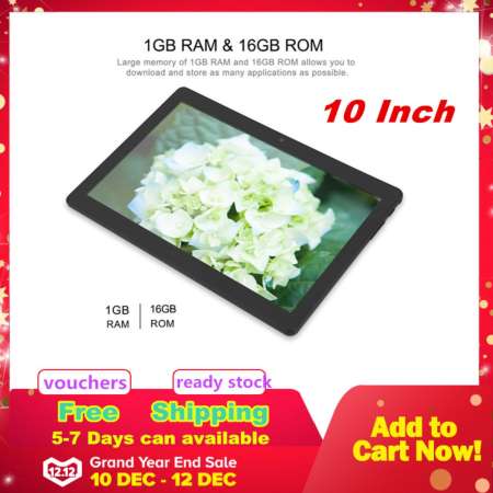 10in 1GB RAM+16GB ROM Dual Camera Tablet PC 4G/Bluetooth/WiFi WiFi Tablet for Android (US Plug)(Black 100-240V)