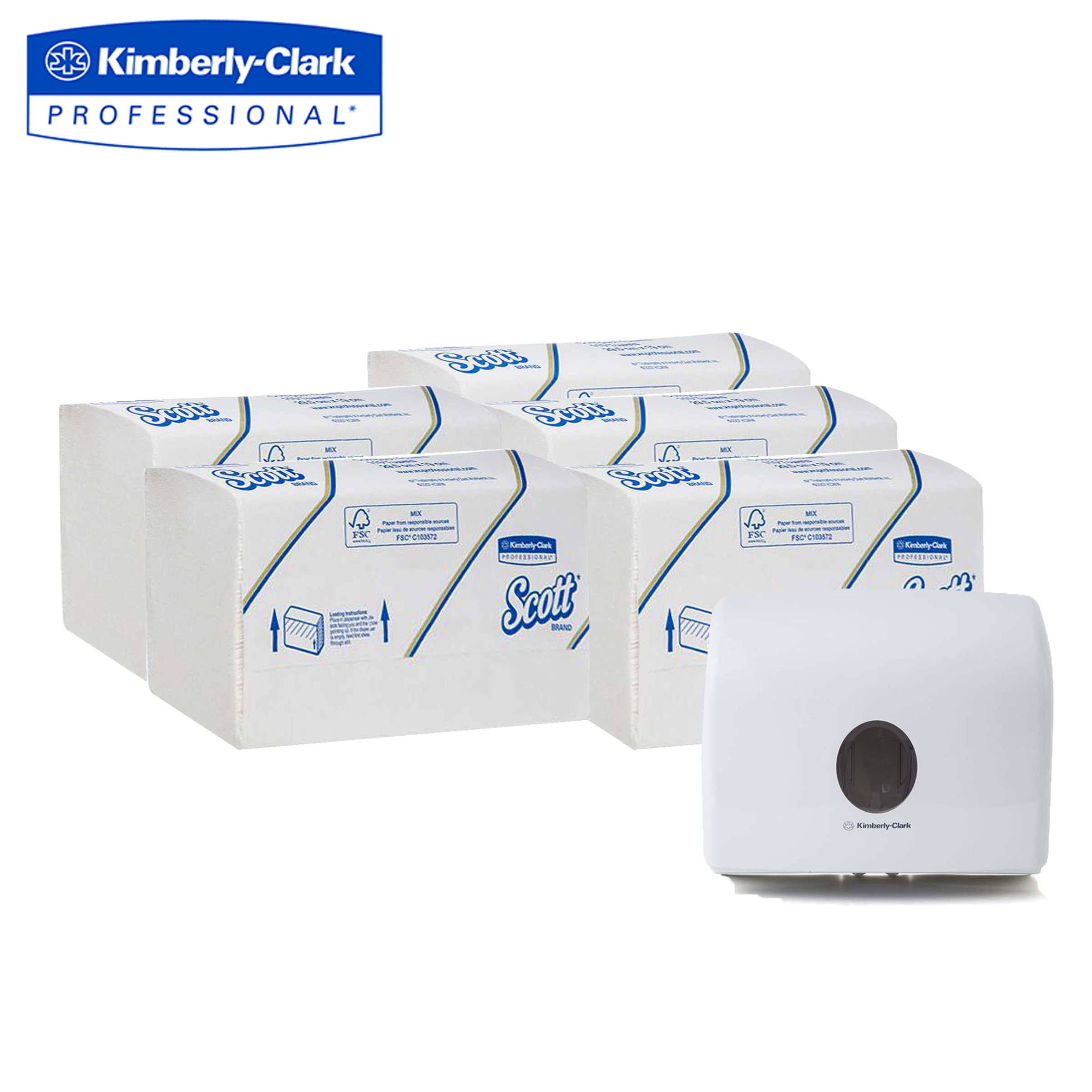 กระดาษเช็ดมือ ทิชชู่ kimberly รุ่น SCOTT Standard compact Towels จำนวน5 ห่อ + กล่องใส่กระดาษ