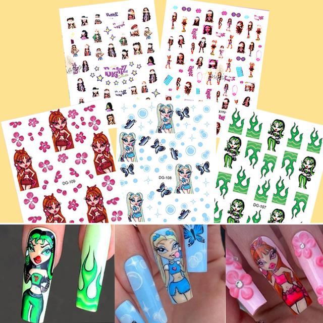 Bratz Doll 3D Character Nail Stickers Self Adhesive Transfer Sliders For  Manicure, DIY Decoration 1 Sheet Foil Tip Wraps 230606 From Bian04, $2.56