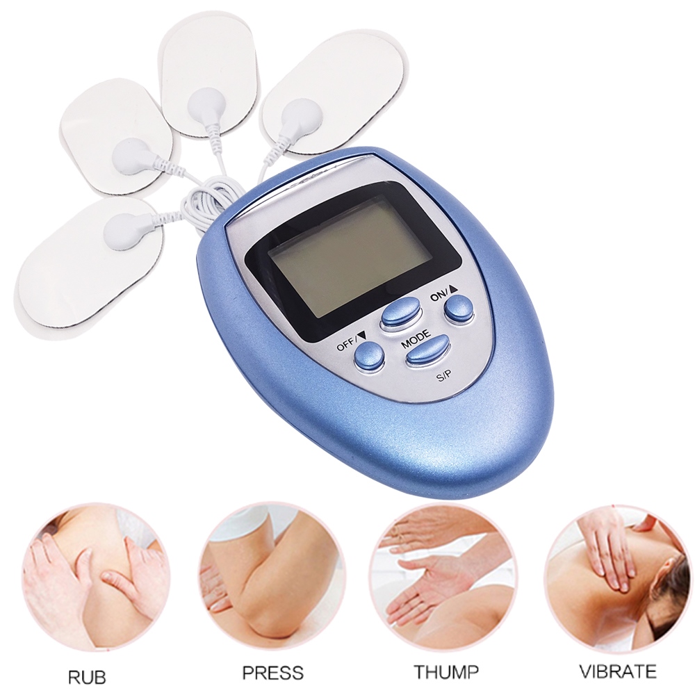 4 Electric Pads Digital Tens Machine For Pain Relief Pulse Body Neck Back Massage Ems Muscle