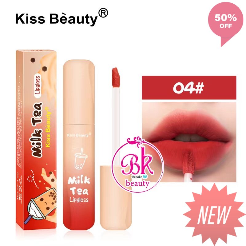 ลิปทินท์ ลิปกลอส ลิป บำรุงริมฝีปาก Kiss Beauty Milk Tea Lipgloss ลิปกลอสชานม ลิป ลิปสติก ลิปทินท 4813