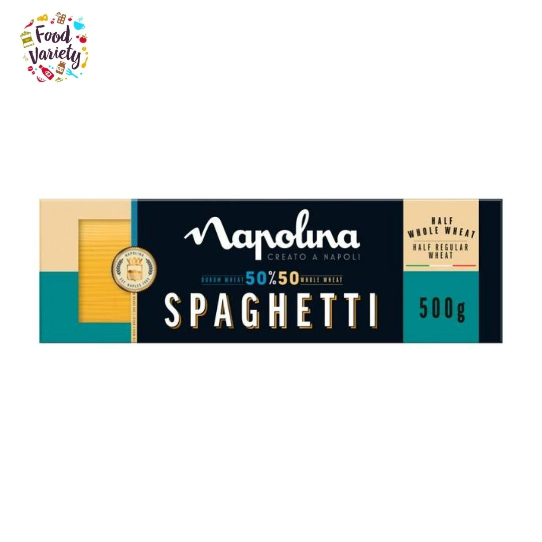 Napolina Durum Wheat 50P Whole Wheat Spaghetti 500g นาโพลิน่า เส้นสปาเก็ตตี้ จากข้าวสาลีดูรัมและธัญพืชข้าวสาลี 500กรัม