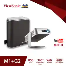 ภาพขนาดย่อของภาพหน้าปกสินค้าNew ViewSonic M1+ G2 WVGA Ultra-Portable 300 LED Lumens Projector with WiFi Bluetooth and Dual Harman Kardon Speakers - Silver จากร้าน monitor2home บน Lazada