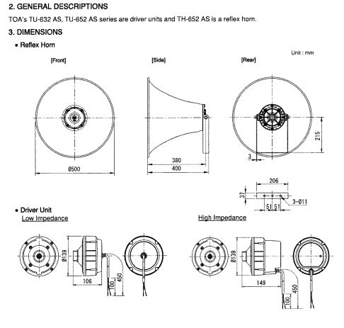 ฮอร์น TOA TU-652 Driver Unit Horn Speaker ลำโพงฮอร์น ประกาศ กระจายข่าว ...