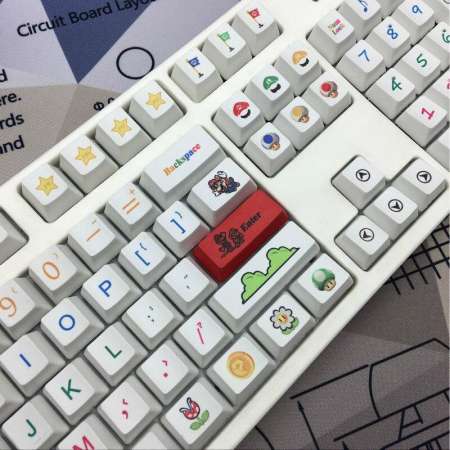 112pcs/pack OEM height Heat Sublimation Key Caps Super Mario Personality Caps 6.25x Standard PBT Mechanical Keyboard keycaps SH Store