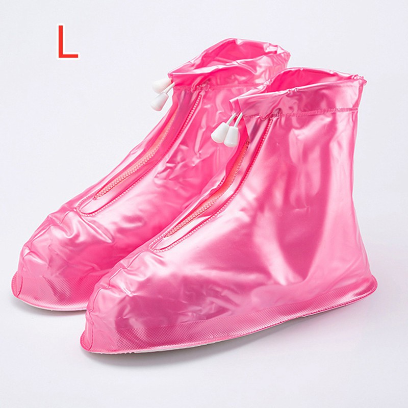 ส่งฟรี!! ถุงสวมรองเท้า กันน้ำ รองเท้ากันฝน รองเท้ากันฝนพีวีซีกันลื่น ถุงคลุมรองเท้ากันน้ำ 2 ชั้น มีซิปและสายรัดข้อ shoe cover เก็บปลายทาง