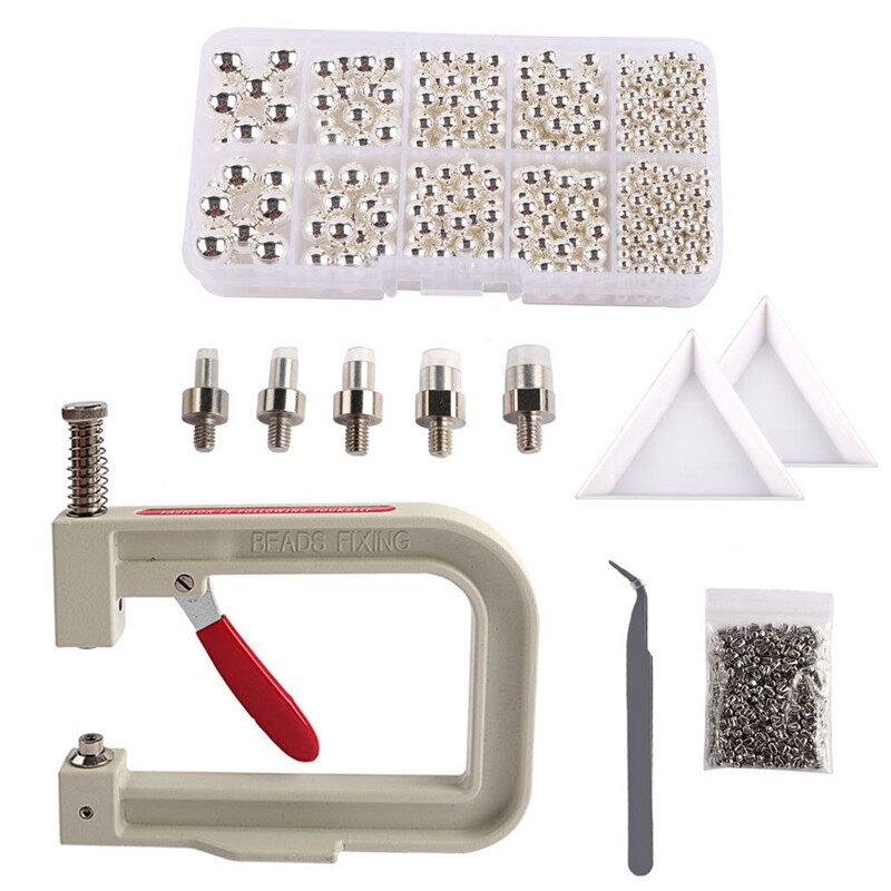 Manual Punching DIY Pearl Setting Machine Rhinestones Beads Rivet Fixing Machine Hand Press Tools for Clothes Crafts