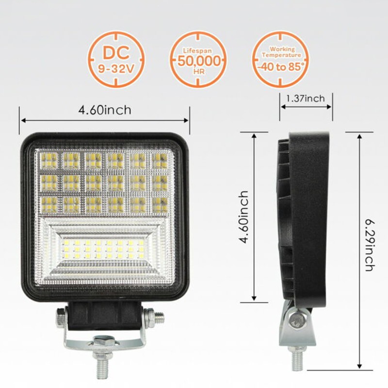 2 ชิ้น NEW LED EXELLENT COMBO BEAM 126 Watt ไฟสปอร์ตไลท์ ไฟหน้ารถ ไฟท้าย ไฟรถมอเตอร์ไซต์ ไฟตัดหมอกรถ สำหรับรถยนต์ รถจักร