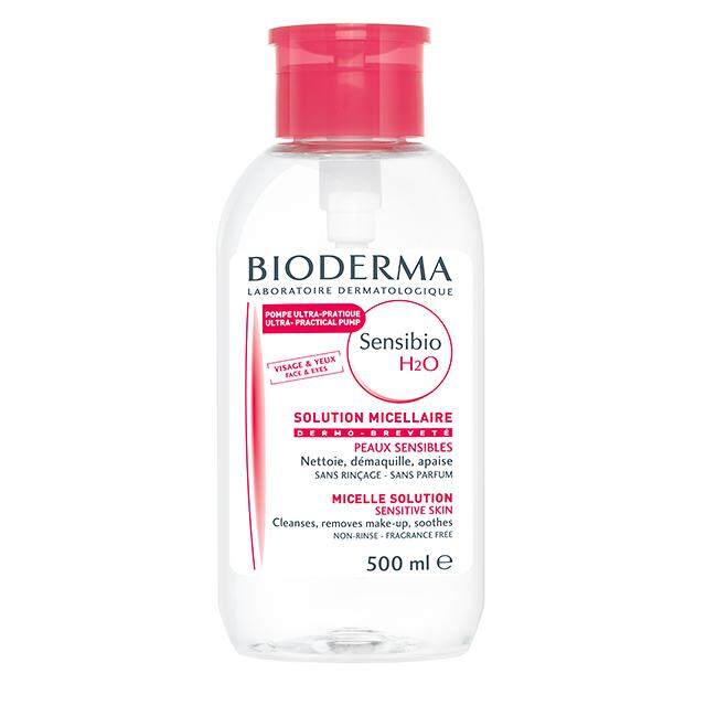 BIODERMA Sensibio H2O 500 ml. (ฝาปั๊ม) คลีนซิ่งเช็ดหน้าสำหรับผิวบอบบาง แพ้ง่าย ไบโอเดอร์มา เซ็นซิบิโอ เอชทูโอ