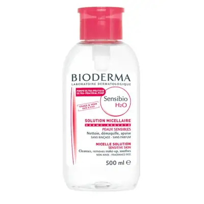 BIODERMA Sensibio H2O 500 ml. (ฝาปั๊ม) คลีนซิ่งเช็ดหน้าสำหรับผิวบอบบาง แพ้ง่าย