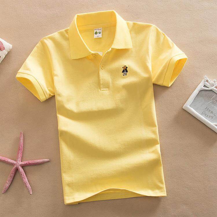 #019 ชุดเด็กน่ารัก เสื้อผ้าเด็ก เสื้อผ้าเด็กผู้ชาย เสื้อผ้าเด็กผู้หญิง แฟชั่นชุดเด็ก เสื้อโปโลเด็ก สีเหลือง