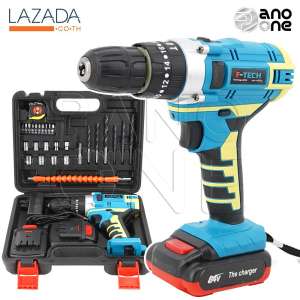 F-TECH สว่านไร้สาย 3 ระบบ 64V มีระบบกระแทก พร้อมแบตเตอรี่ Li-ion 2 ก้อน
และอุปกรณ์ครบชุด