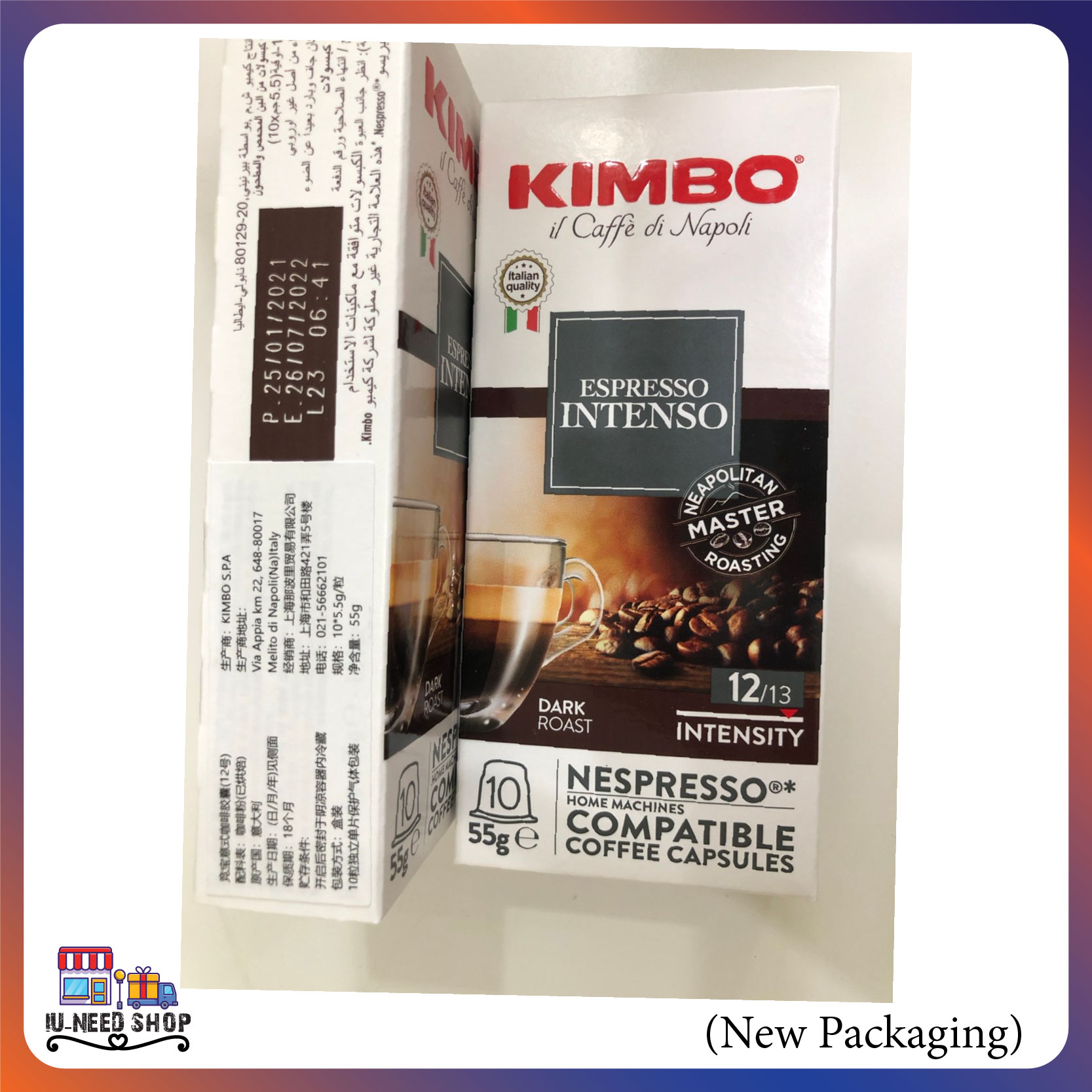 กาแฟแคปซูล Kimbo คิมโบ INTENSO 10 capsules Kimbo Nespresso Intenso Italian สำหรับ เครื่อง เนสเปรสโซ่ Espresso Capsules for NESPRESSO MACHINE Nespresso® Compatible (Intensity 12) คิมโบอินเทนโซ
