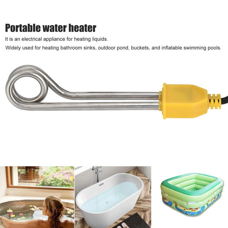 Homoyoyo 1500W Portable Water Heater – LCD Display, Auto Shut-Off At 70°C, Stainless Steel, For Pools, Tubs, Camping & Buckets