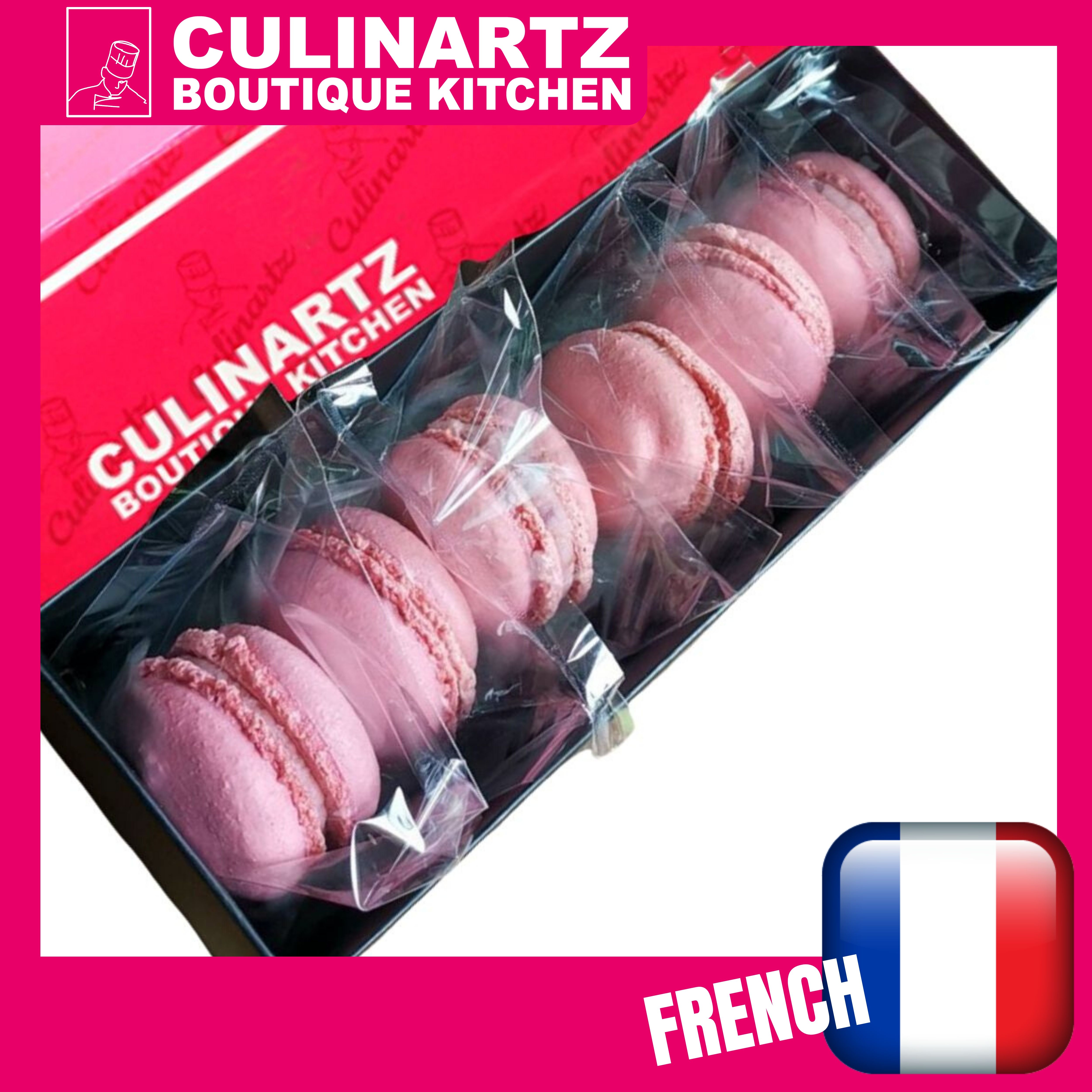 Raspberry macarons มาการอง​ไส้​ราสเบอรี่ By Culinartz Boutique Kitchen บรรจุ 1 กล่อง 6 ชิ้นใหญ่