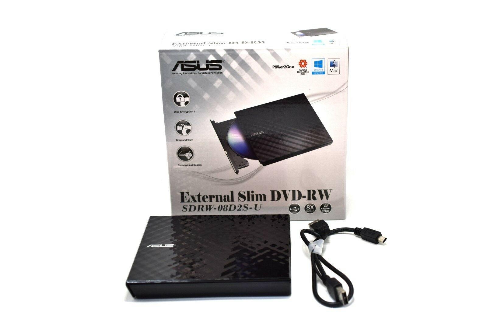 ASUS ODD Optical Drive External DVD-RW EXTERNAL SLIM 8X SDRW-08D2S (BLACK)