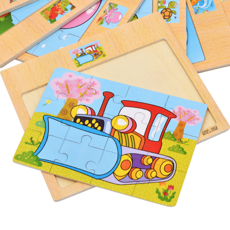 Cartoon Animal Traffic Jigsaw Puzzle Toys Wooden Board Toy Children ...