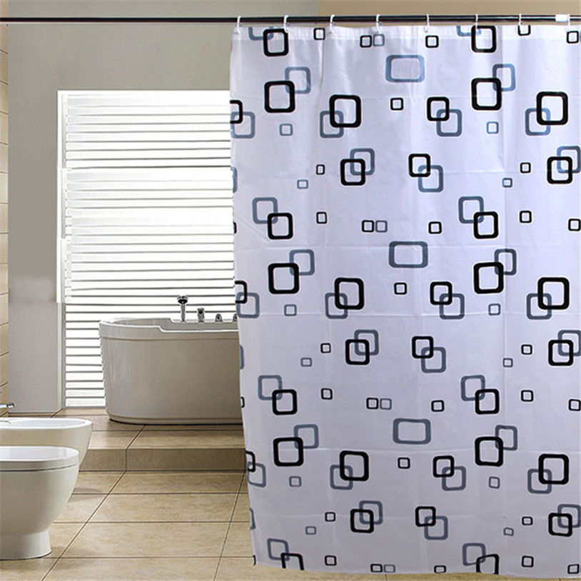 1PC Curtains Shower Curtains Waterproof Curtains Mildew Proof Toilet Bathroom Privacy Protection Draperies Bath Separate Curtains with 12 Hooks 180x180cm