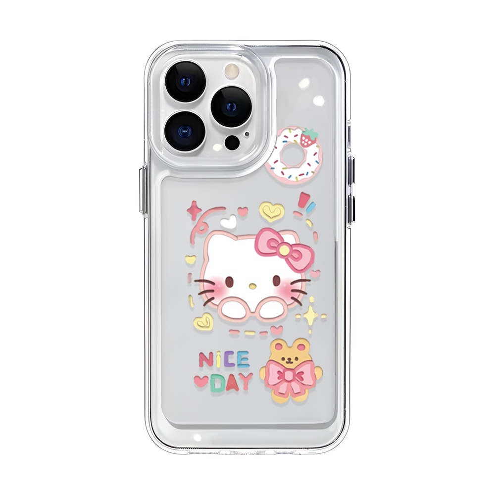 For IPhone 14 Pro Max IPhone Case TPU Soft Case Shockproof Protection Camera Pink Donut Kitten Compatible for 13 Pro Max 11