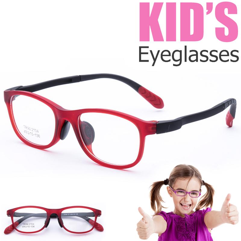 แว่นตาเกาหลีเด็ก Fashion Korea Children แว่นตาเด็ก รุ่น 2104 C-7 สีแดง กรอบแว่นตาเด็ก Square ทรงสี่เหลี่ยม Eyeglass baby frame ( สำหรับตัดเลนส์ ) วัสดุ TR-90 เบาและยืดหยุนได้สูง ขาข้อต่อ Kid eyewear Glasses