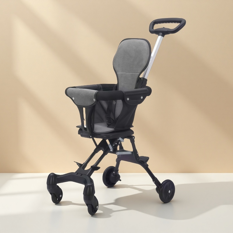 รถเข็นเด็กรุ่นล่าสุด แถมเบาะ เบาะใหญ่ แบบ4ล้อ สามารถล็อกล้อได้ พับเก็บได้ PUล้อใหญ่ น้ำหนักเบา รับน้ำหนักได้30kg รุ่น：TC16/TC17