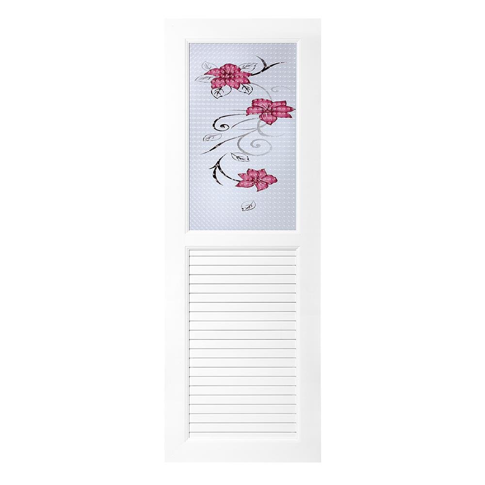 โปรโมชั่น ส่งเร็ว ส่งฟรี ชุดประตูห้องน้ำUPVC ASARA G922 ดอกไม้แดง 70X200 ซม. สีขาว พร้อมวงกบ