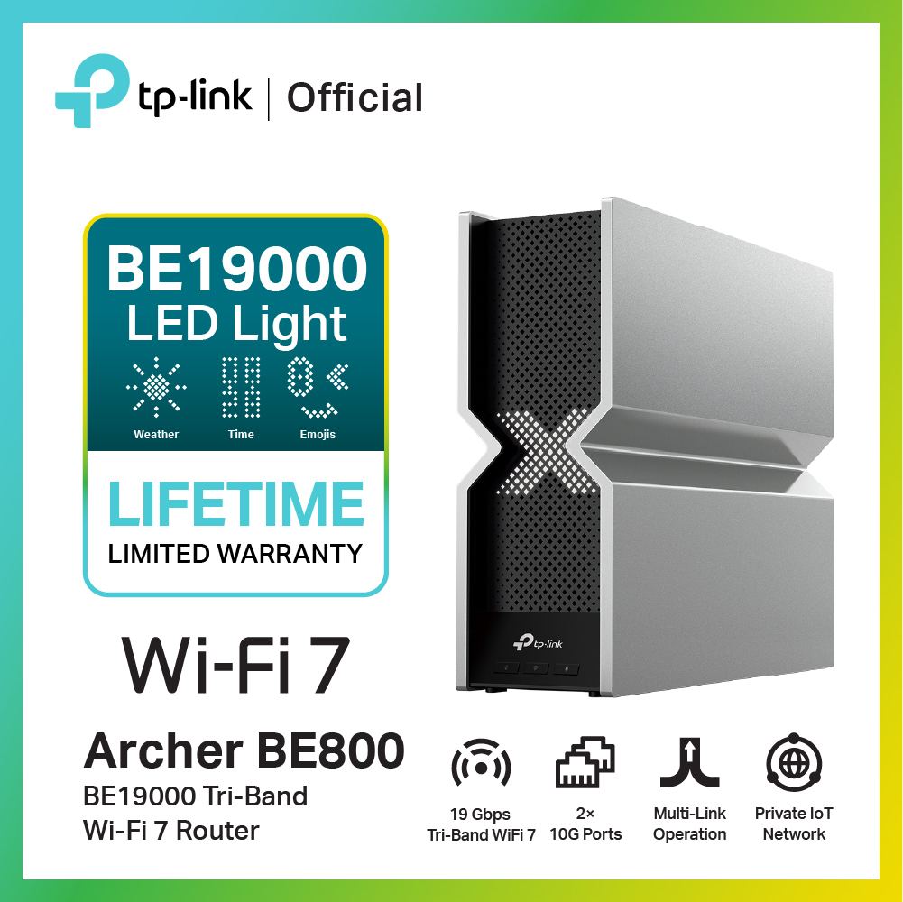 Wi-Fi 7 Router TP-Link Archer BE800 BE19000 Tri-Band ความเร็วสูงสุด 19Gbps 10G Ports รองรับ EasyMesh มาพร้อม 8 เสาสัญญาณ ราคา 19,990 บาท*ส่งฟรี
