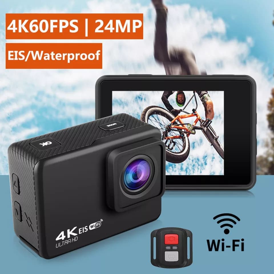 กล้องแอ็คชั่นแคม มีระบบกันสั่นล่าสุดรีโมท Ultra HD 4K 60fps 24MP Action