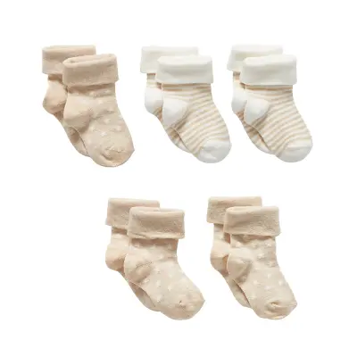 mothercare beige turn-over-top socks - 5 pack NA043