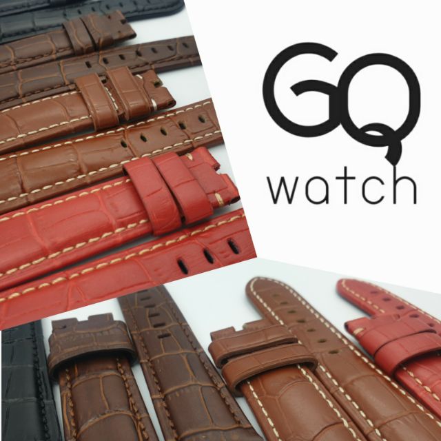 GQ watch สายนาฬิกา 22 MM สายหนัง Luxury หนังแท้ ระดับหรู ดูผู้ดี ไม่ซ้ำใคร ลายจระเข้ wristwatch strap genuine leather