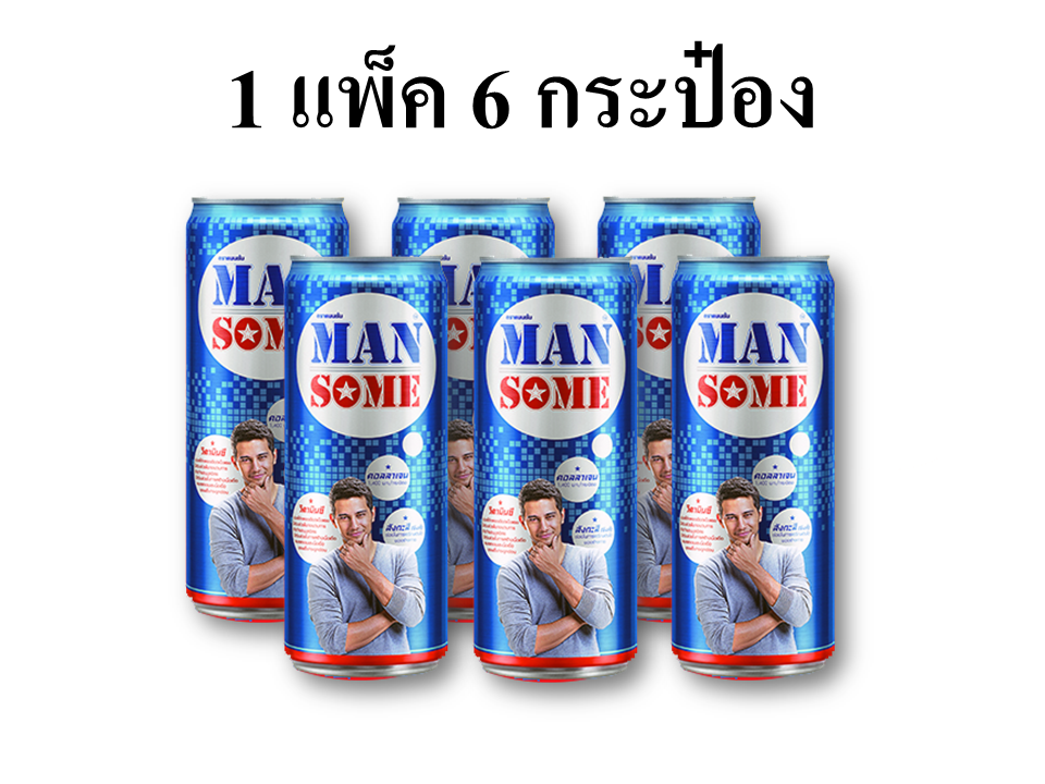 Mansome เครื่องดื่ม แมนซั่ม ผสมคอลลาเจน วิตามินซี และ ซิงค์ เครื่องดื่มสำหรับผู้ชาย 1 แพ็ค 6 กระป๋อง ขนาด 325 ml.