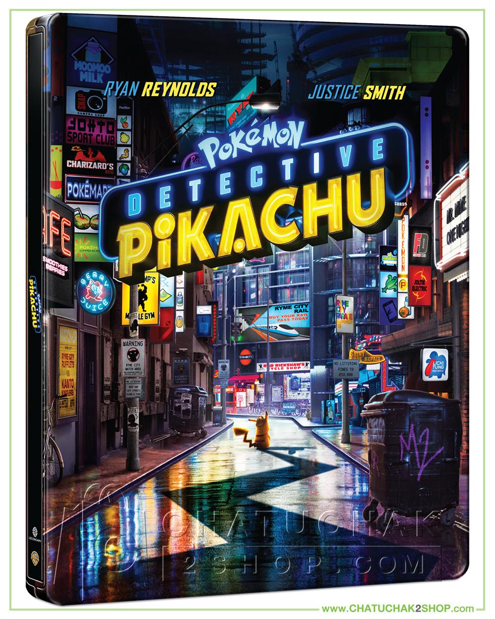 โปเกมอน ยอดนักสืบพิคาชู (กล่องเหล็ก บลูเรย์ 3 มิติ & บลูเรย์ปกติ) (แถมโปสการ์ด 6 แบบ) / Pokémon Detective Pikachu Blu-ray Steelbook Includes 3D and 2D (Free Postcard)